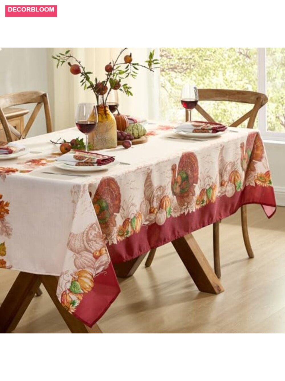 Thanksgiving Turkey Tablecloth Square 52x52